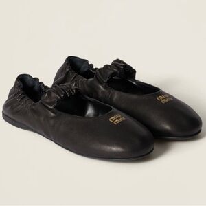 MIU MIU Ruches Nappa Leather Ballerinas 38 (US 7.5-8)